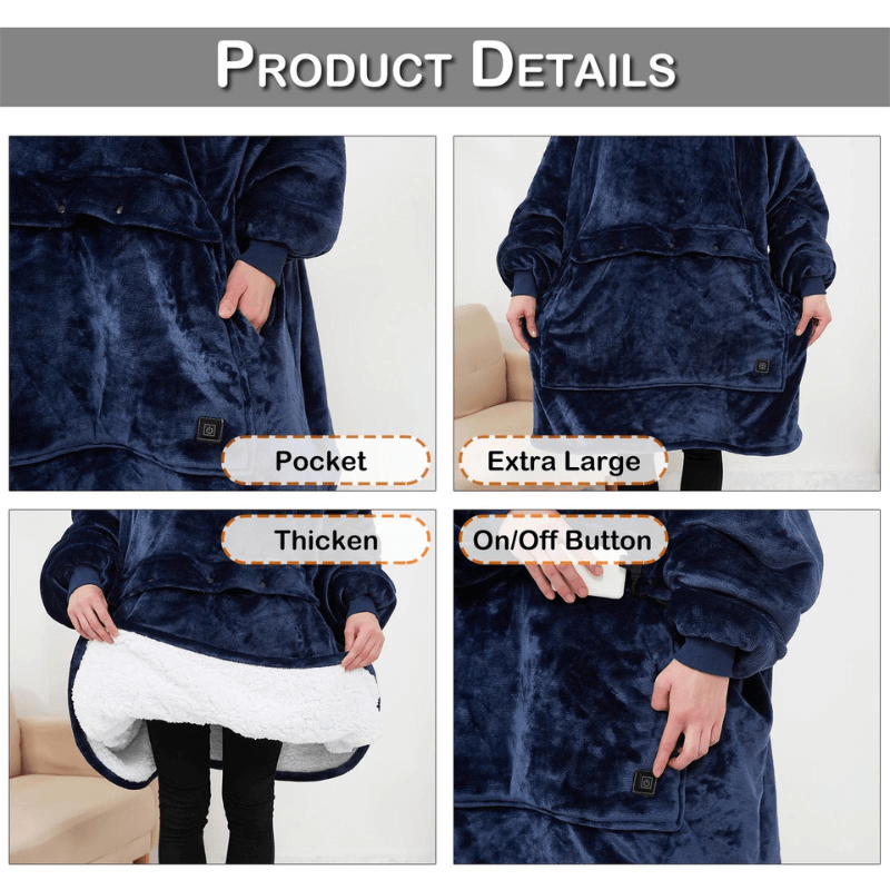 SnuggleHeat™ USB Heated Hoodie Blanket