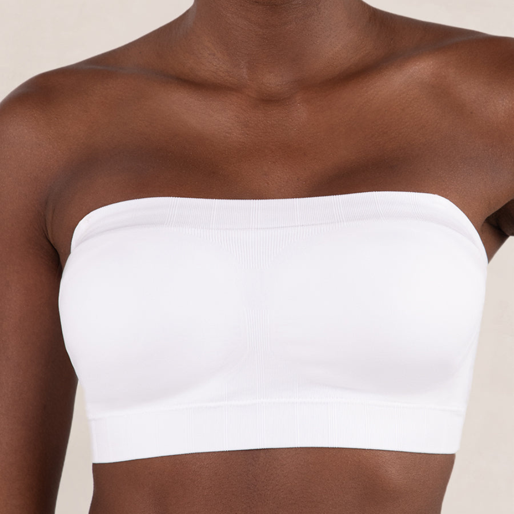 Convertible Strapless Bandeau Bra with Wireless Comfort, Anti-Slip Grip & Removable Straps