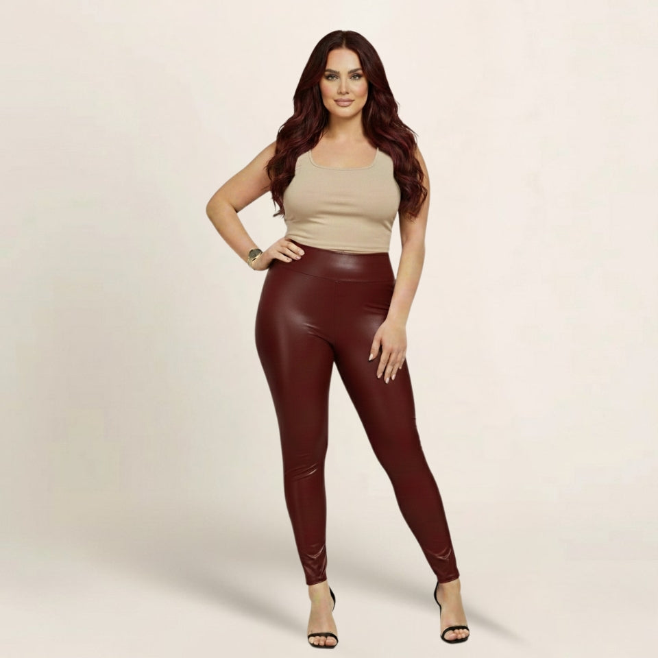 High Waisted Faux Leather Leggings