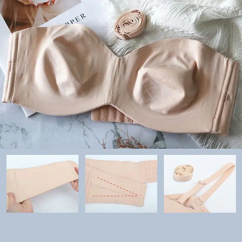 Invisible Lifting Bandeau Bra  Underwire Adhesive Strapless Bras Bra –  Queen Curves