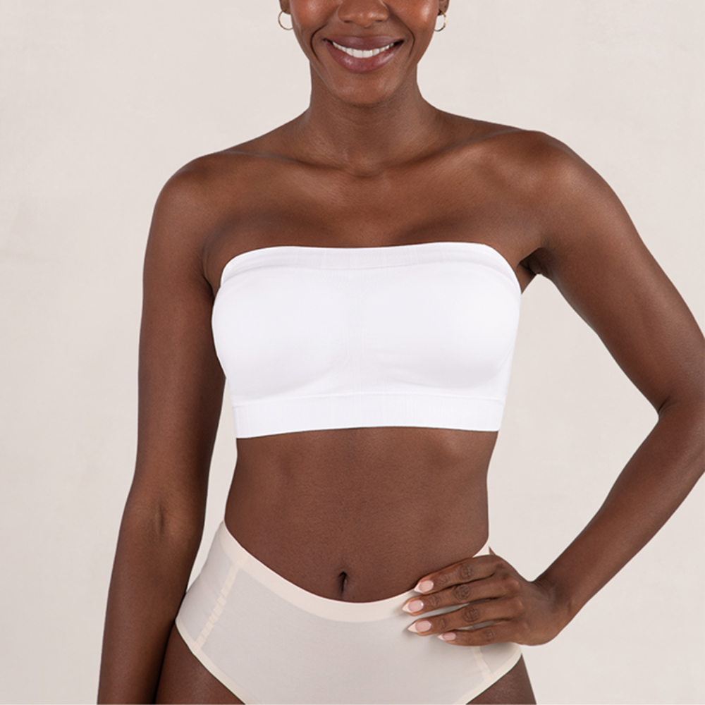 Convertible Strapless Bandeau Bra with Wireless Comfort, Anti-Slip Grip & Removable Straps