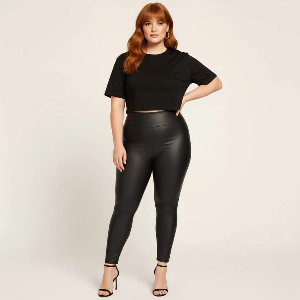Queen Curve Stretchy Faux Leather Leggings