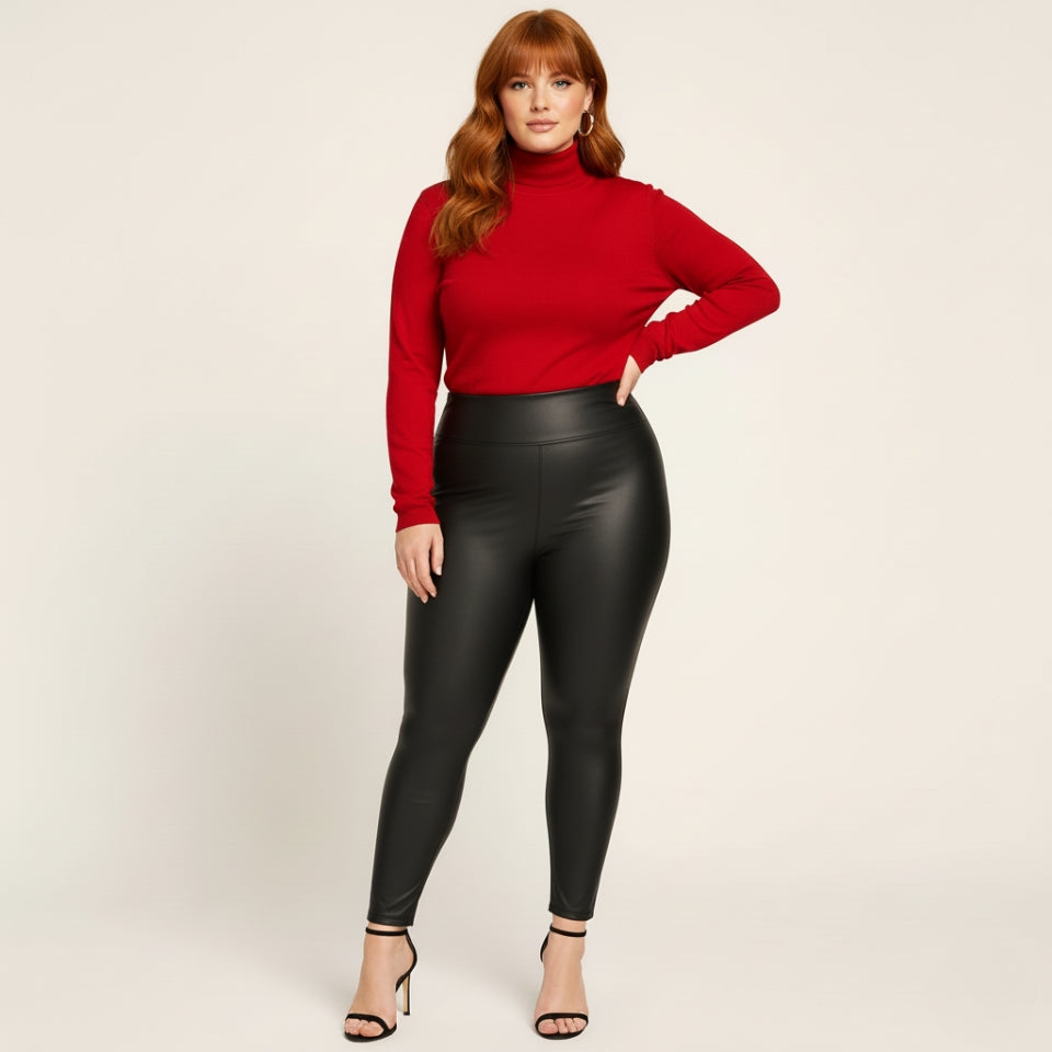 Queen Curve Stretchy Faux Leather Leggings