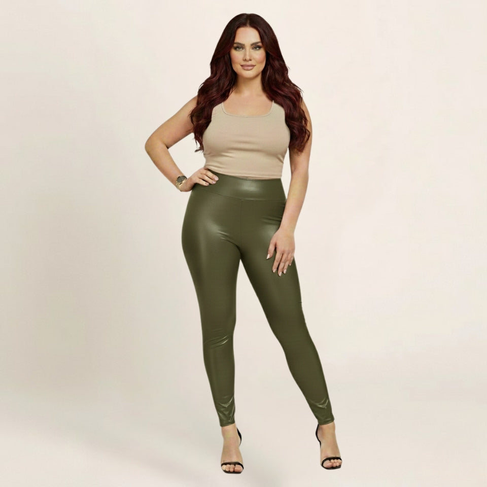 High Waisted Faux Leather Leggings