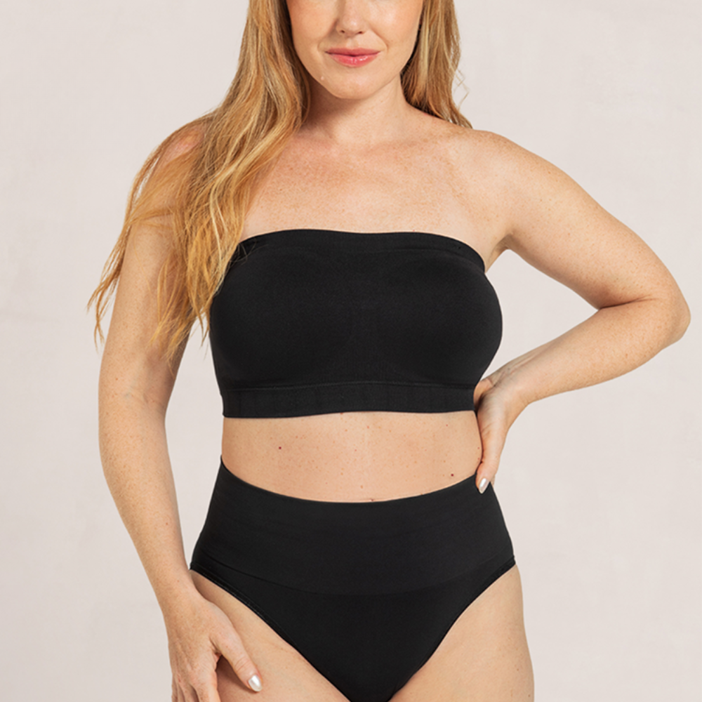 Convertible Strapless Bandeau Bra with Wireless Comfort, Anti-Slip Grip & Removable Straps