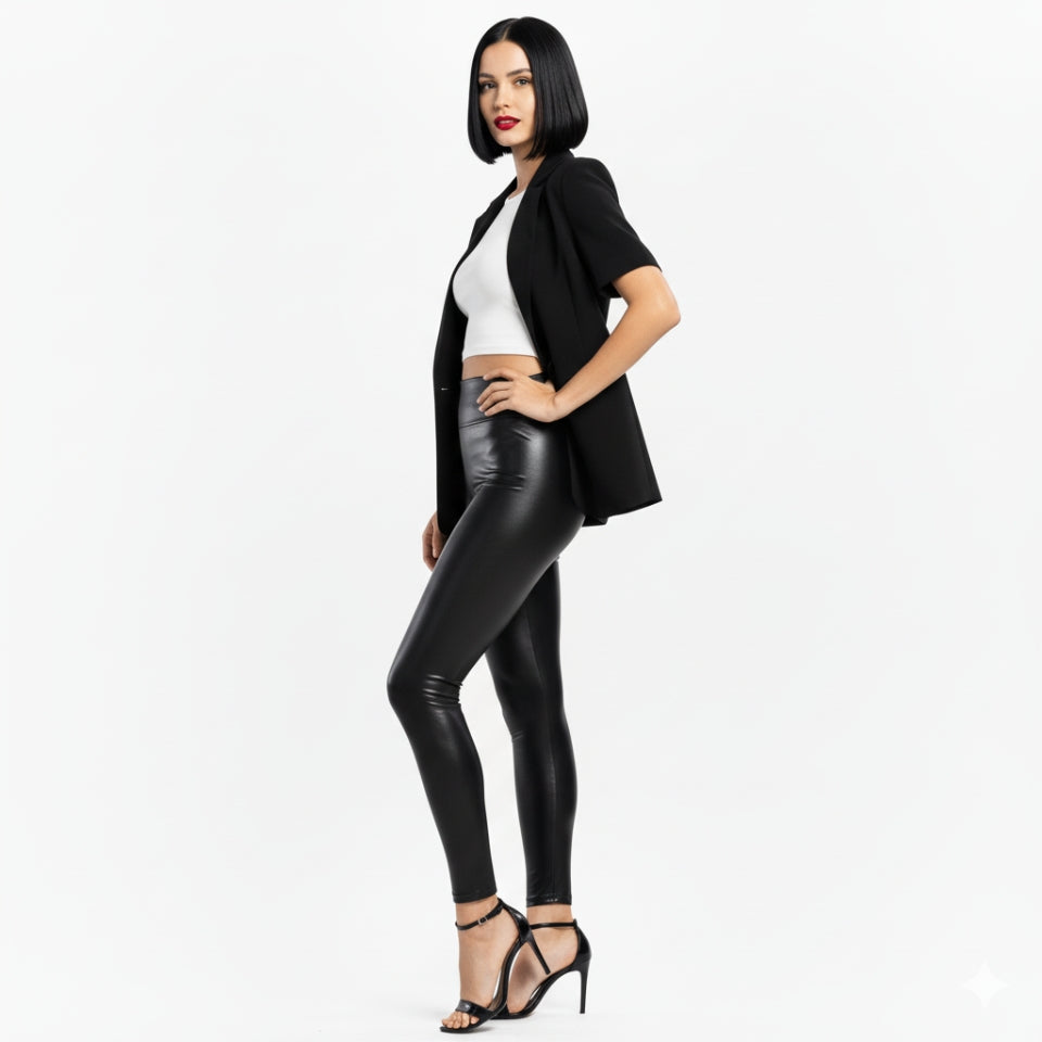 Warm Stretchy Fit Faux Leather Leggings
