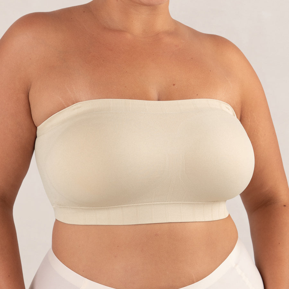 Convertible Strapless Bandeau Bra with Wireless Comfort, Anti-Slip Grip & Removable Straps