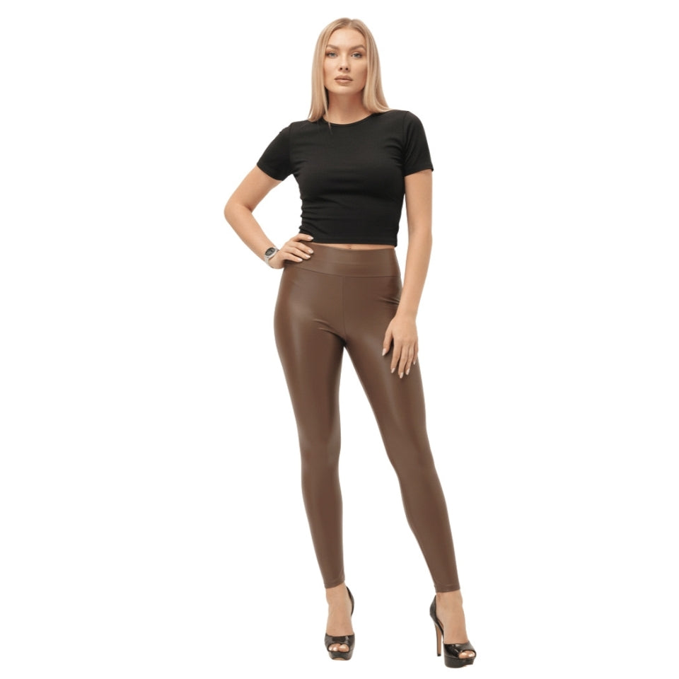 High Waisted Faux Leather Leggings