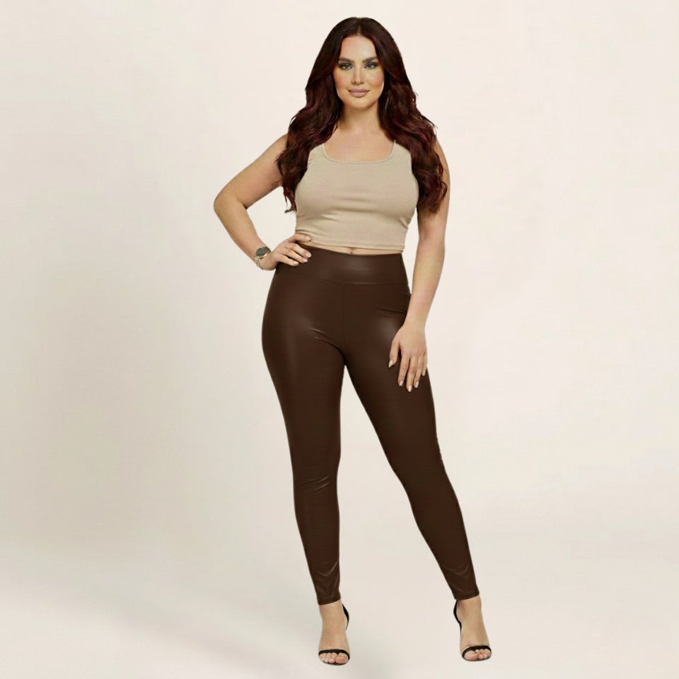 High Waisted Faux Leather Leggings