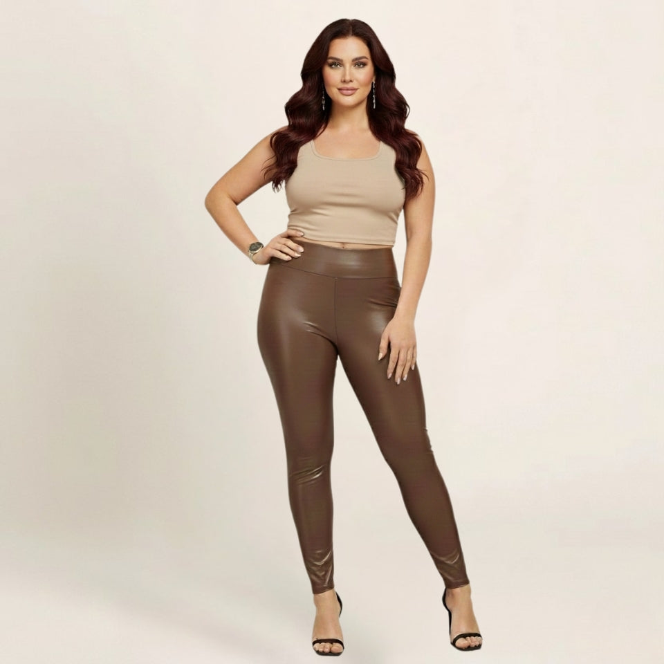 High Waisted Faux Leather Leggings
