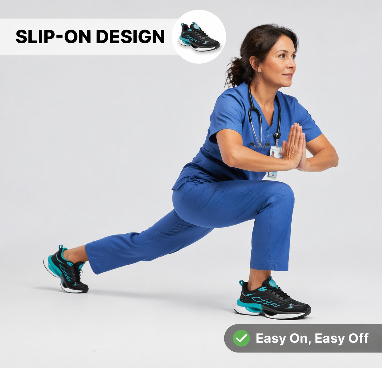 Orthopedic Hands-Free Walking Sneakers –  Comfort & Wide Toe Fit for Nurses