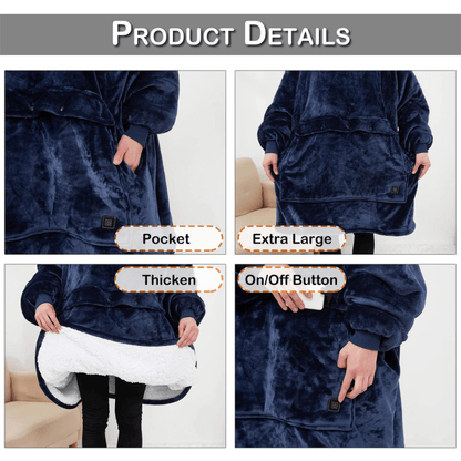 SnuggleHeat™ USB Heated Hoodie Blanket