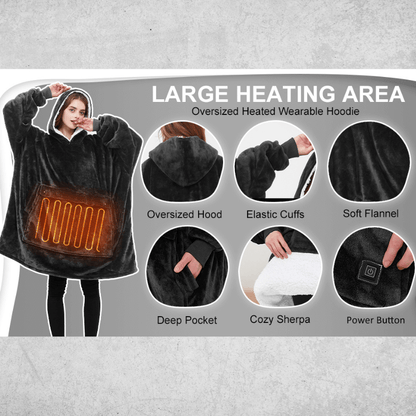 SnuggleHeat™ USB Heated Hoodie Blanket