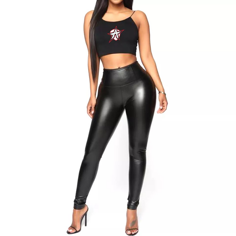 Faux leather leggings with tummy control best sale