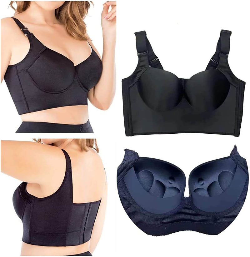 Full back coverage bra to hide your back and side fat, help you correct  your posture, and shape your upper body， A full & deep cup des
