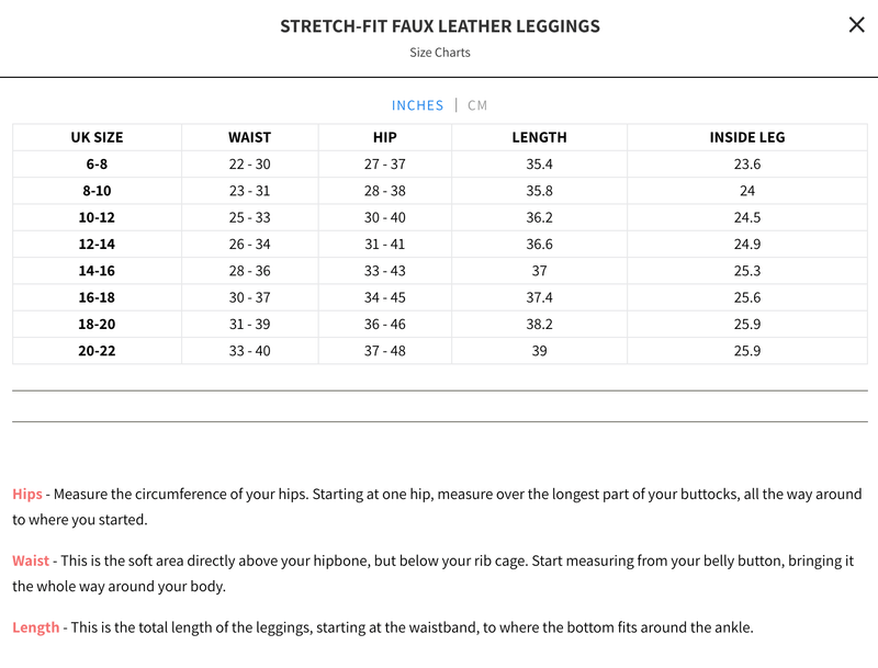Leather leggings 2025 size 18
