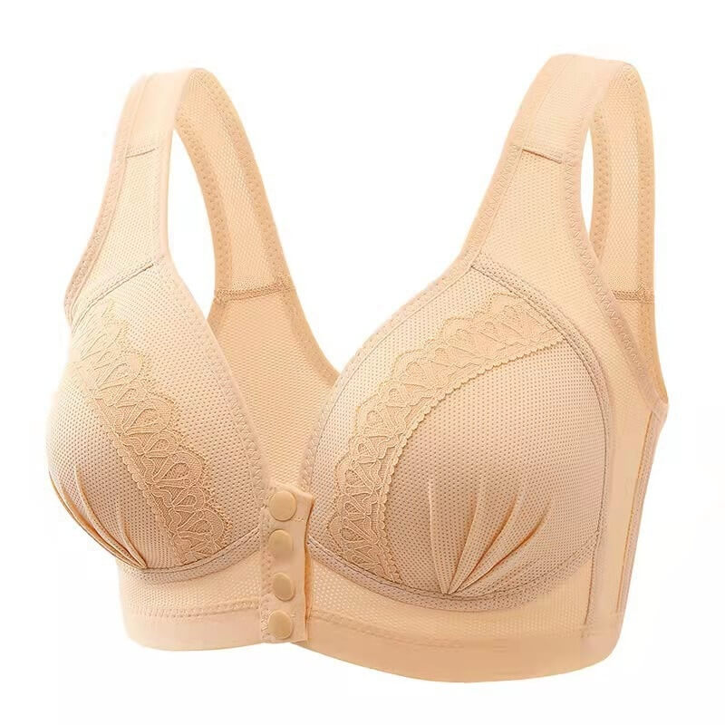 Front Button Breathable Skin-Friendly Cotton Bra – Queen Curves