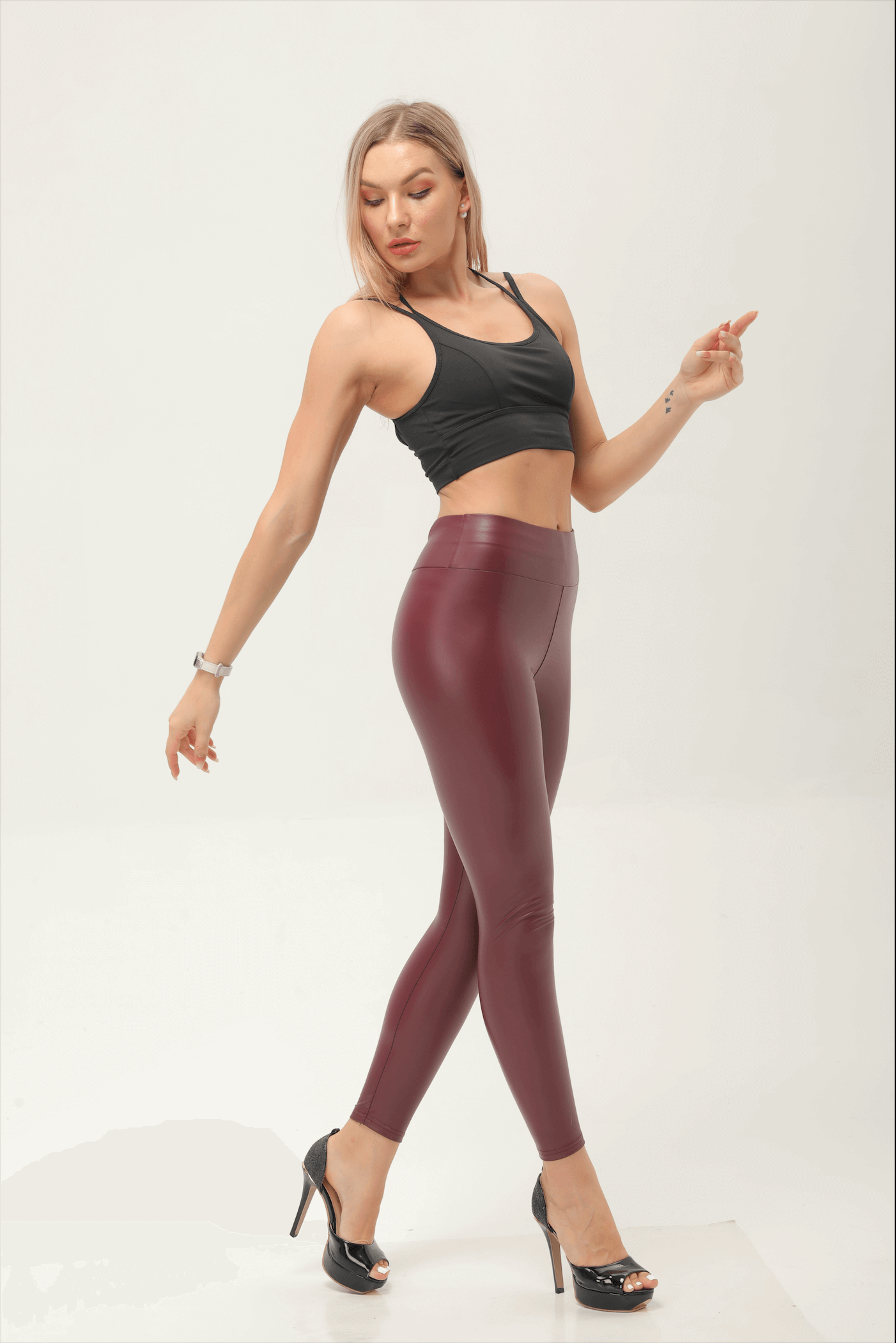 High rise leather leggings on sale