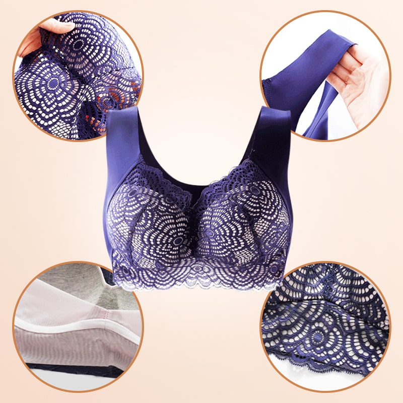 Ultimate Lift Stretch Full-Figure Seamless Lace Cut-Out Bra for Women  Gathered Underwear Breathable 
