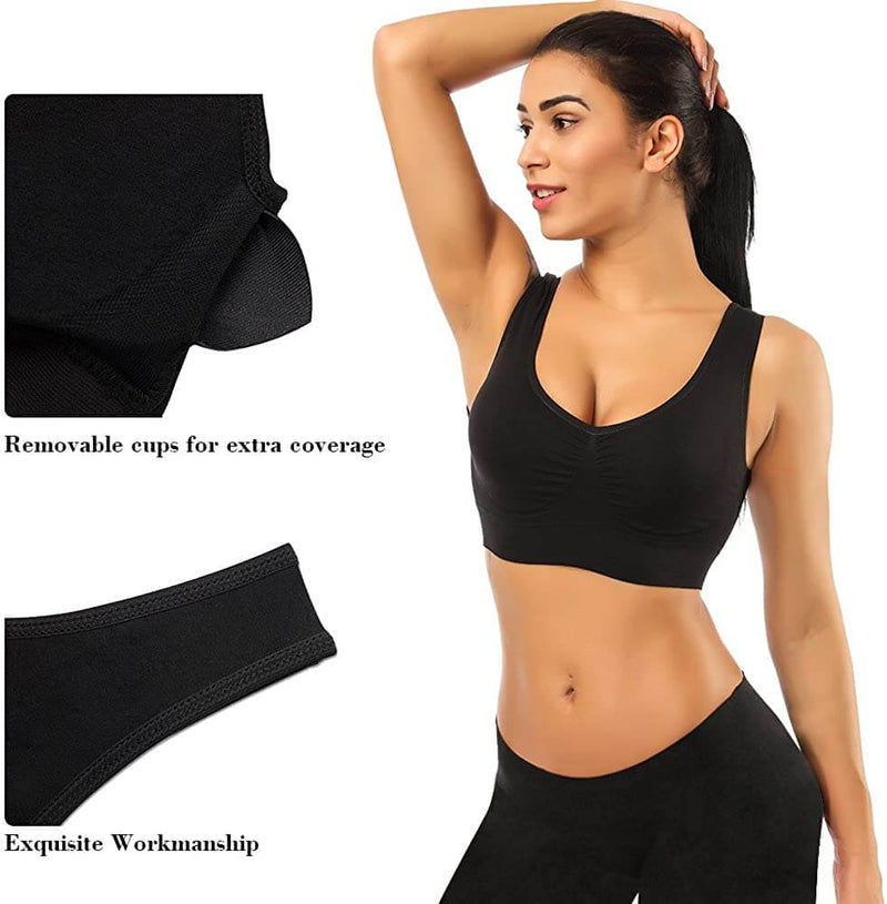 Buy Feel ONE Sports Bras for Women Seamless Wireless Brassiere High Impact  Workout Gym Activewear Yoga Bras (Black,White,Beige(3-Pack),XL) at