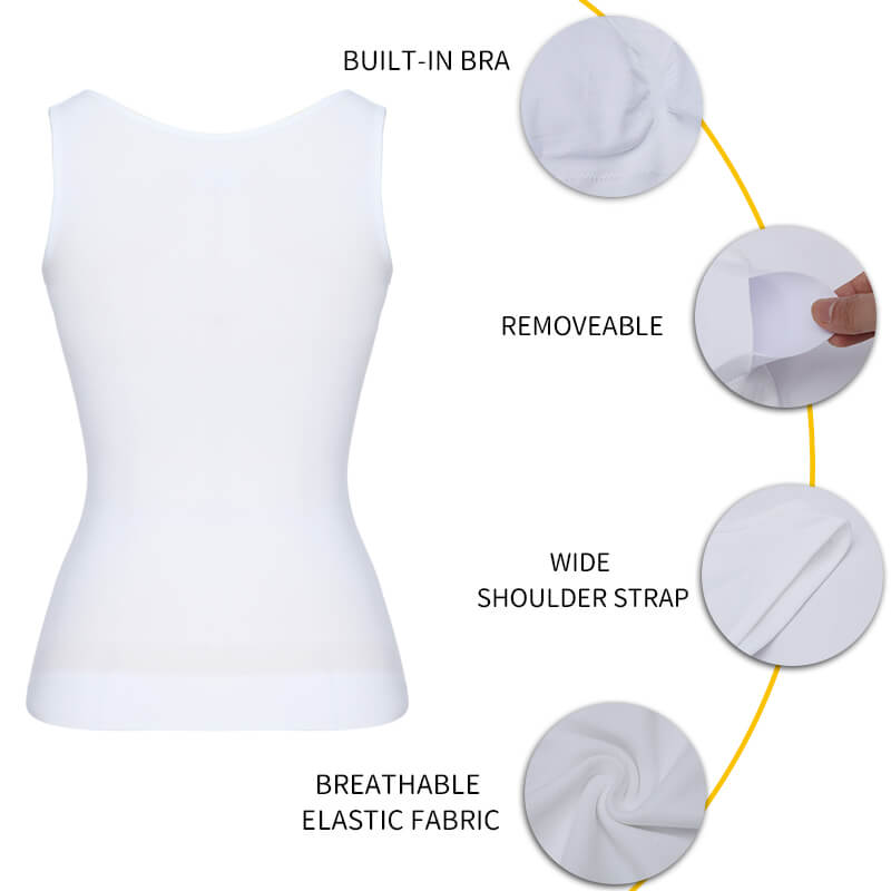 Womens Slimming Vest, Camisole Shapewear, Bra Support Vest Tops, Cami  with built in bra
