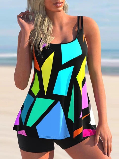 High Waist Fancy Tankini - Two Pieces Swimsuit